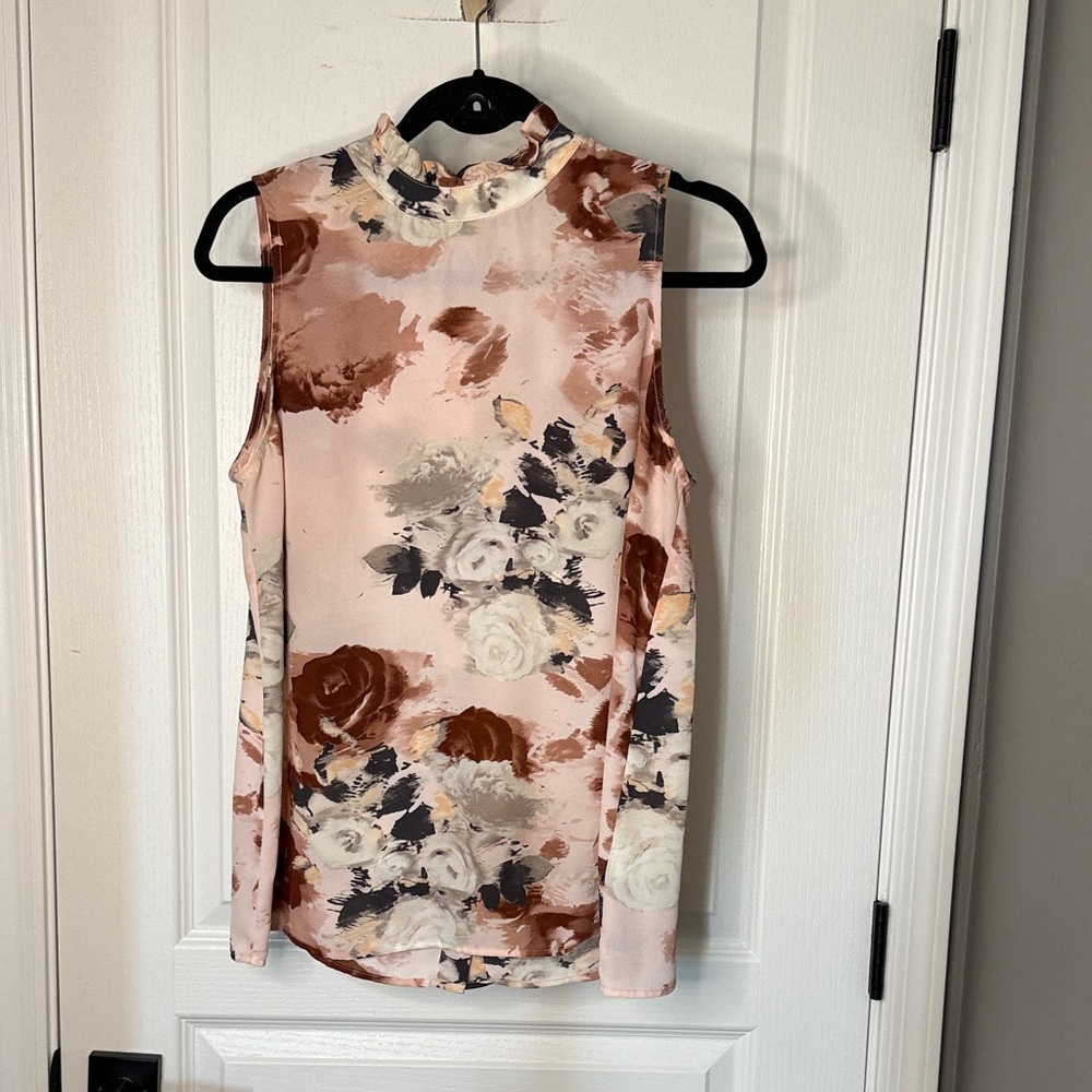Gibson Floral Sleeveless Blouse - Pink and Brown